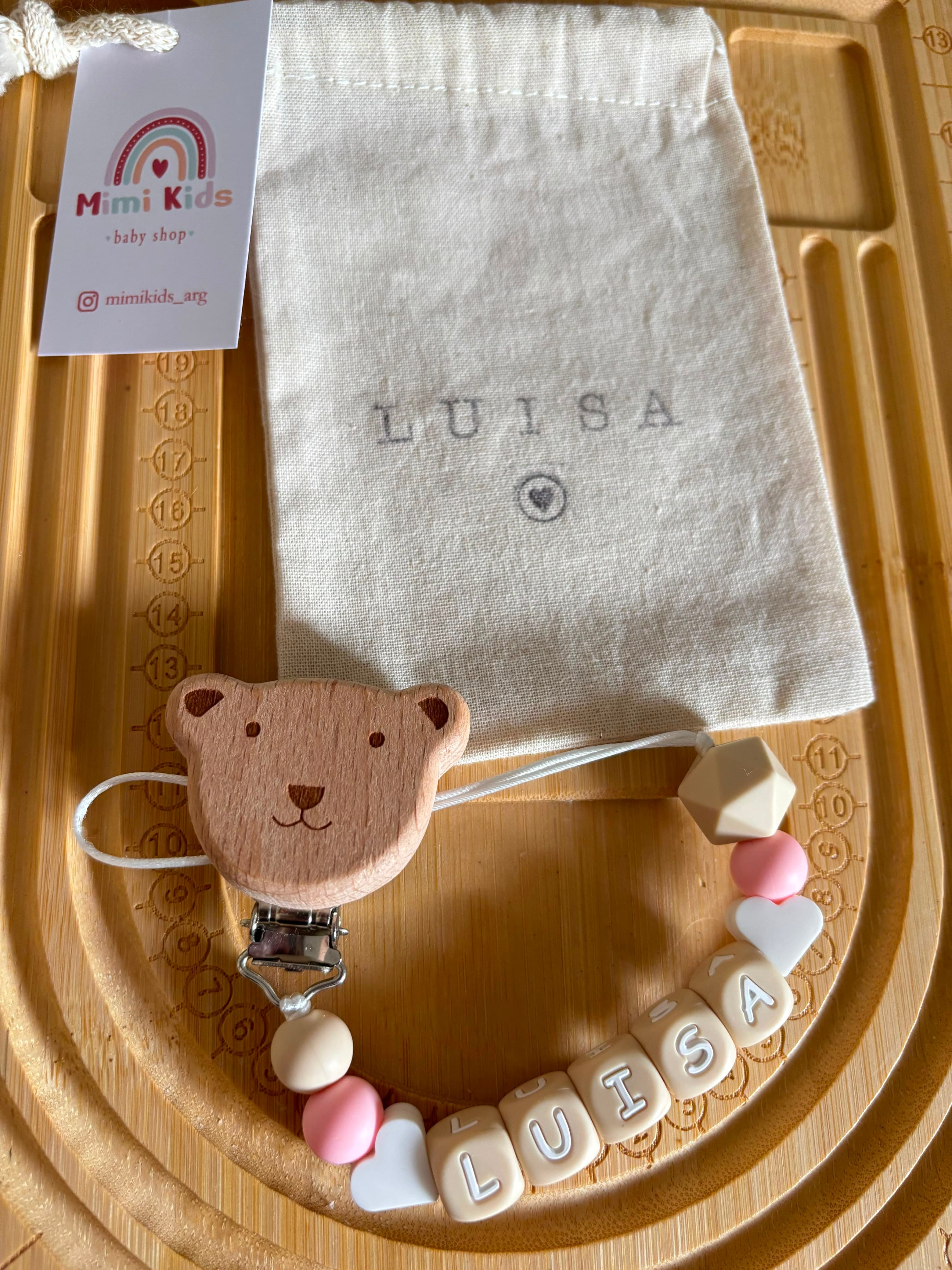 Portachupete · Letras Beige — portachupete personalizado Mimikids