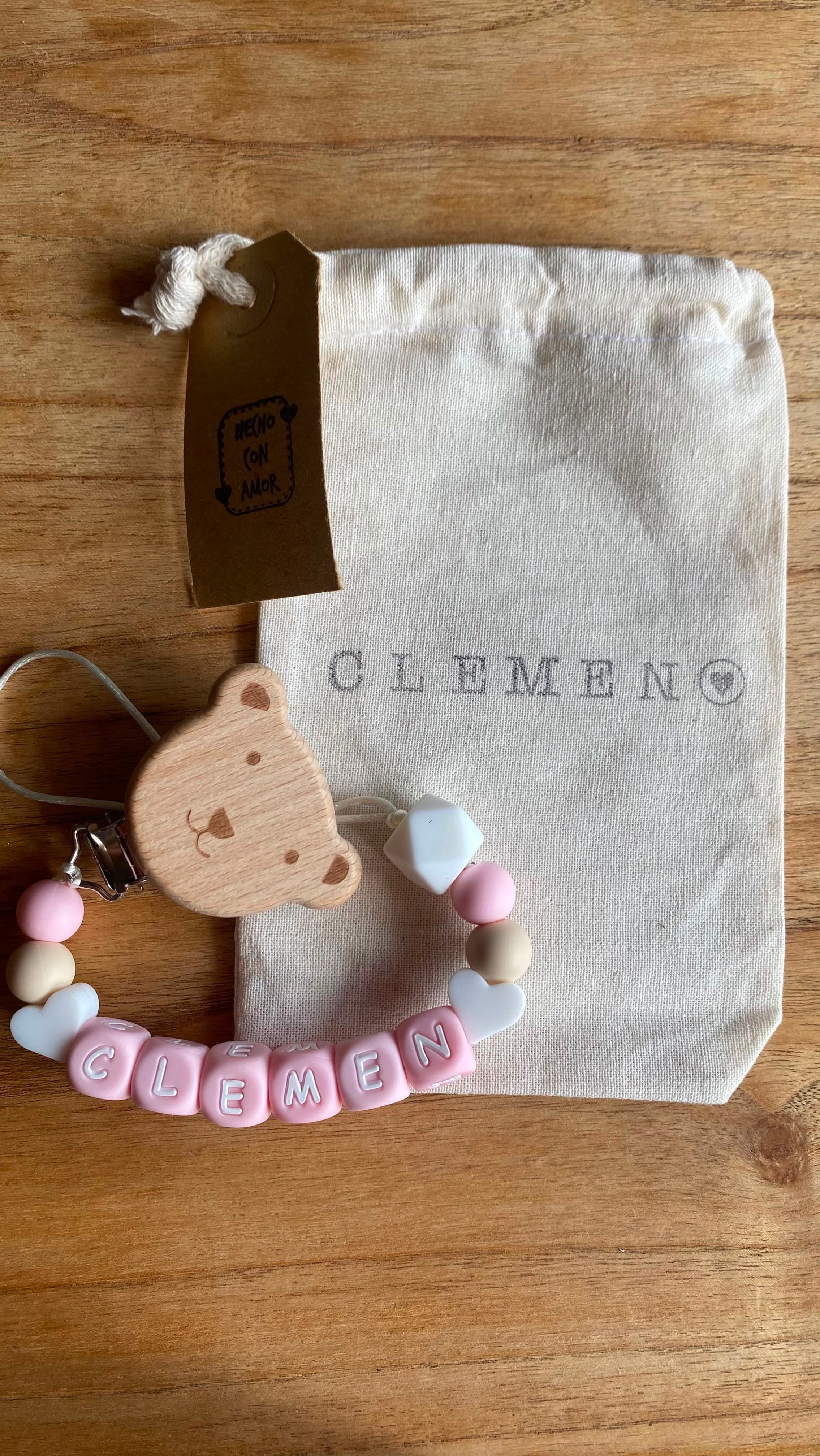 Portachupete · Letras Rosas — portachupete personalizado Mimikids
